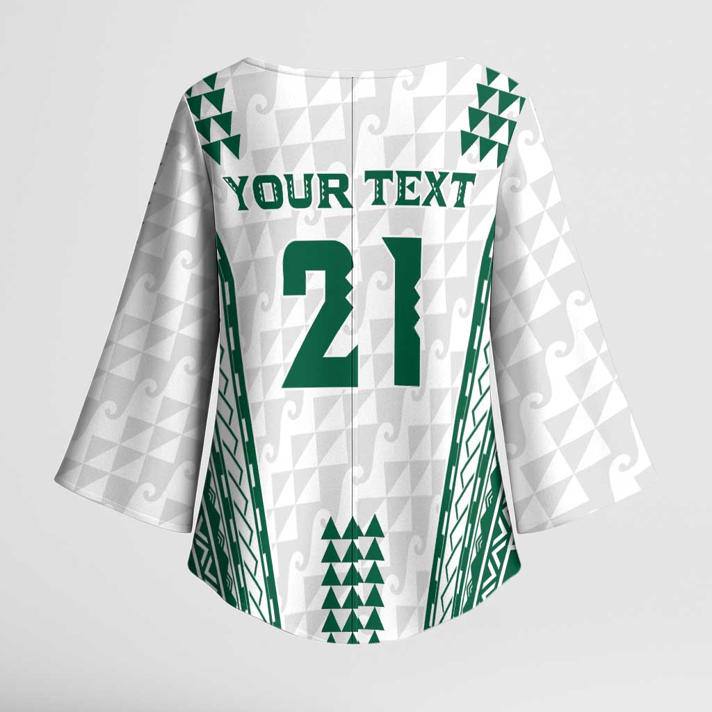 Polynesian Hawaii Volleyball Custom Kimono Sleeve Blouse White Kakau with Map Motif - Polynesian Pride