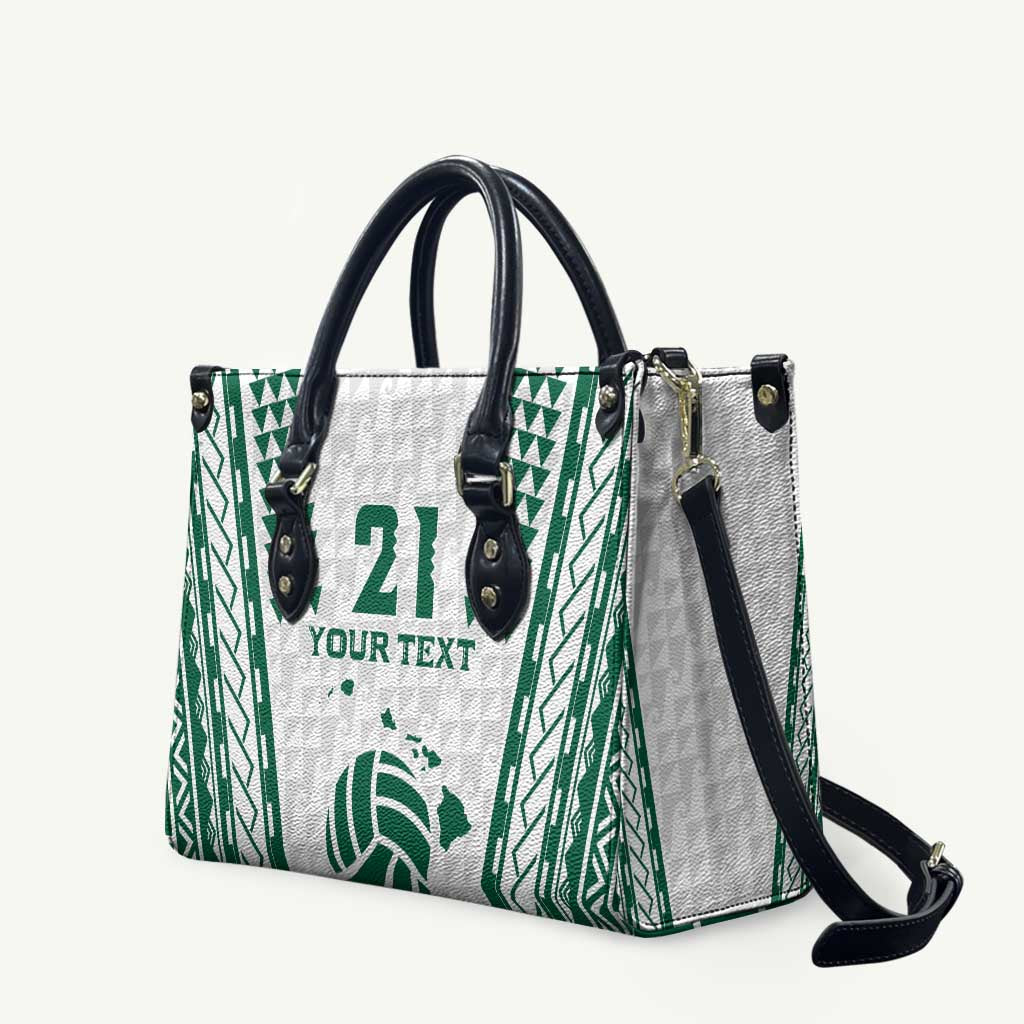 Polynesian Hawaii Volleyball Custom Leather Bag White Kakau with Map Motif LT9 White - Polynesian Pride