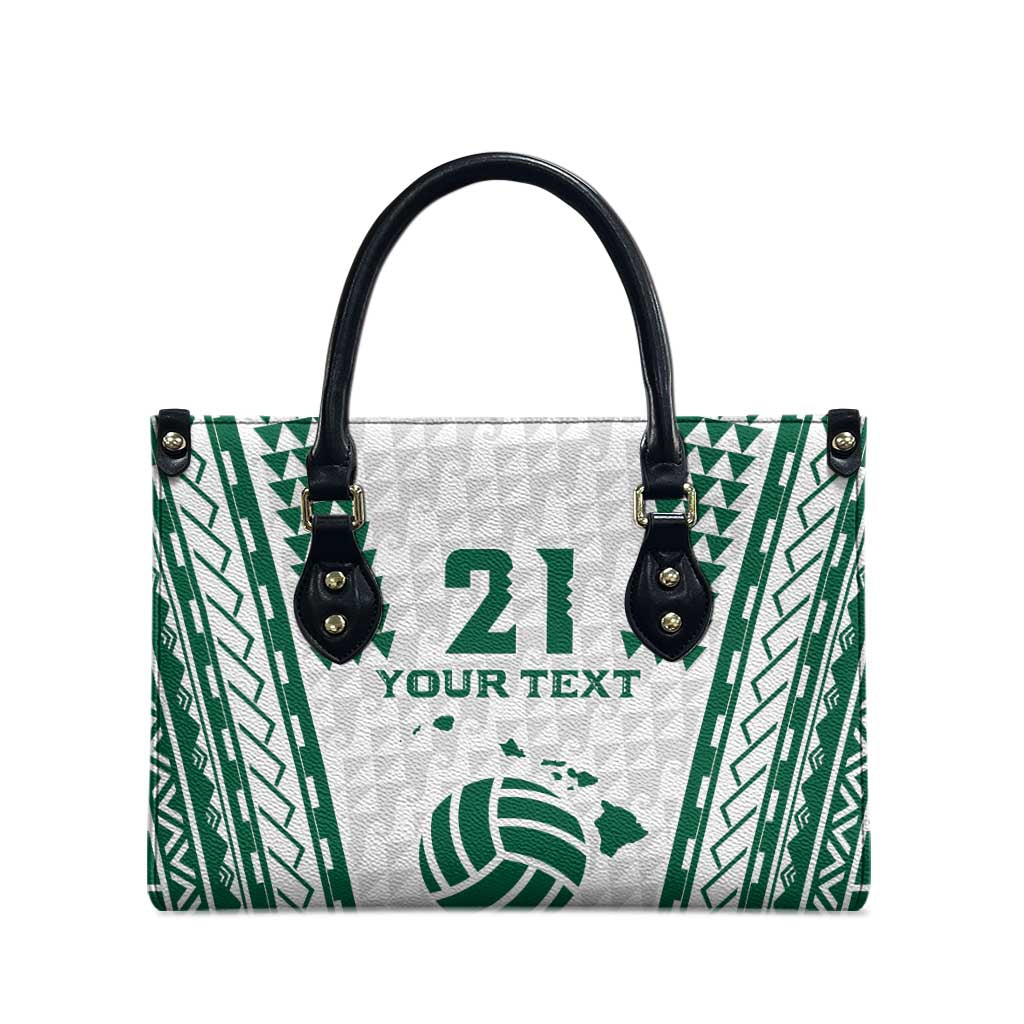 Polynesian Hawaii Volleyball Custom Leather Bag White Kakau with Map Motif - Polynesian Pride