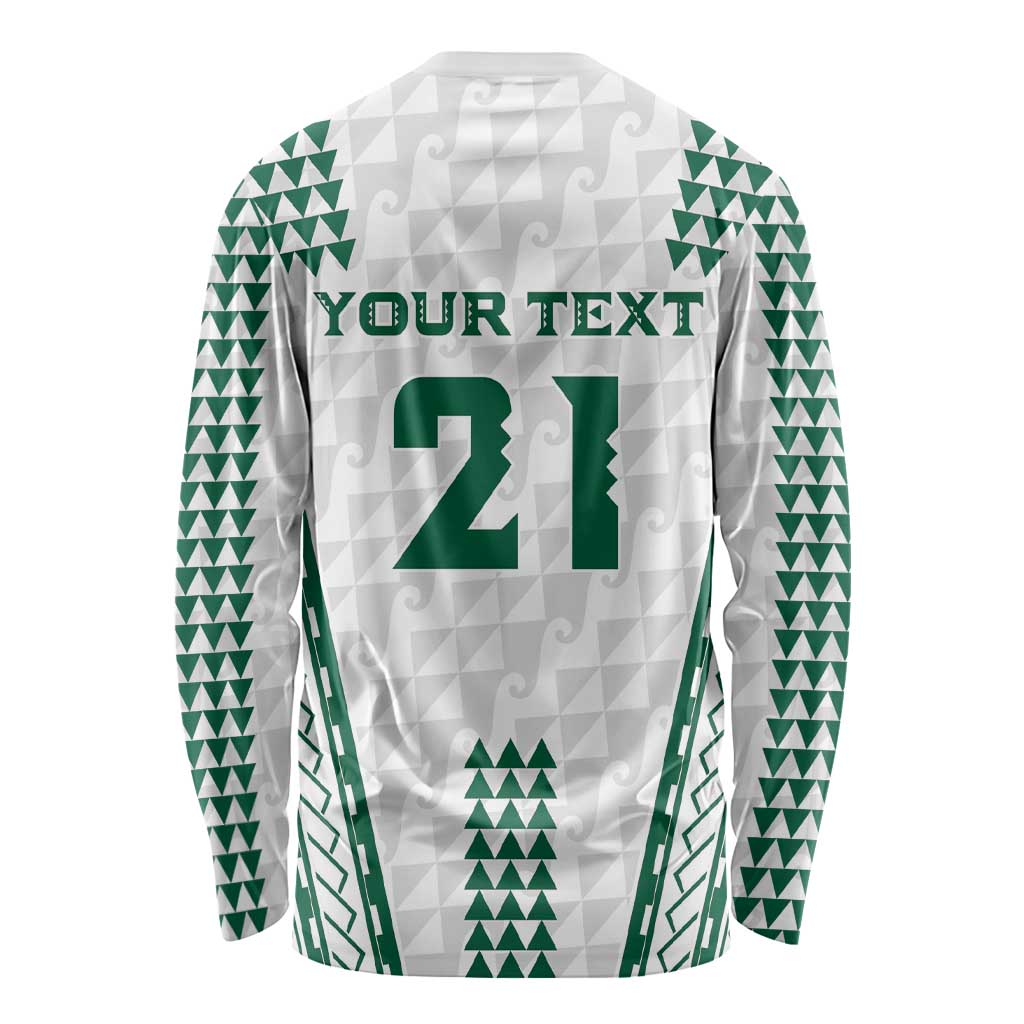 Polynesian Hawaii Volleyball Custom Long Sleeve Shirt White Kakau with Map Motif