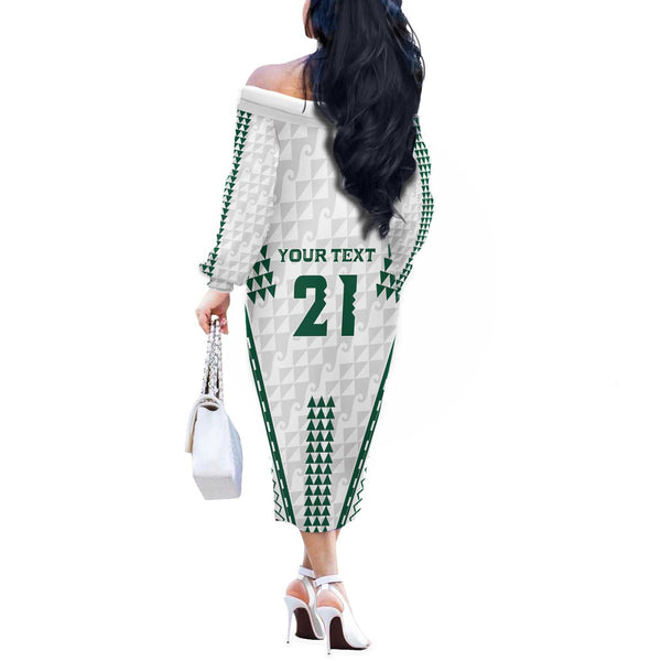 Guam Short Sleeve Off The Shoulder Lady Dress Kakau Style White main image 1