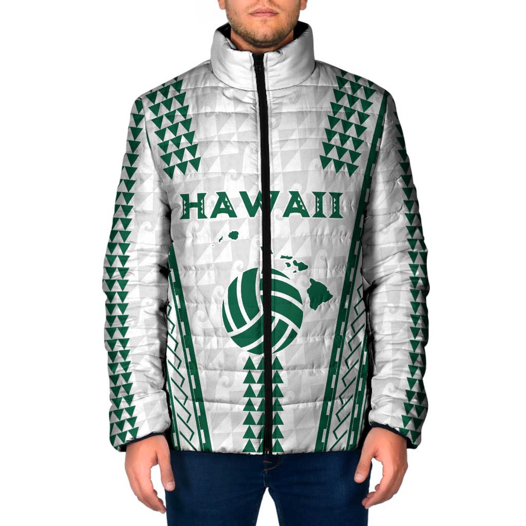 Polynesian Hawaii Volleyball Custom Padded Jacket White Kakau with Map Motif LT9 Men White - Polynesian Pride