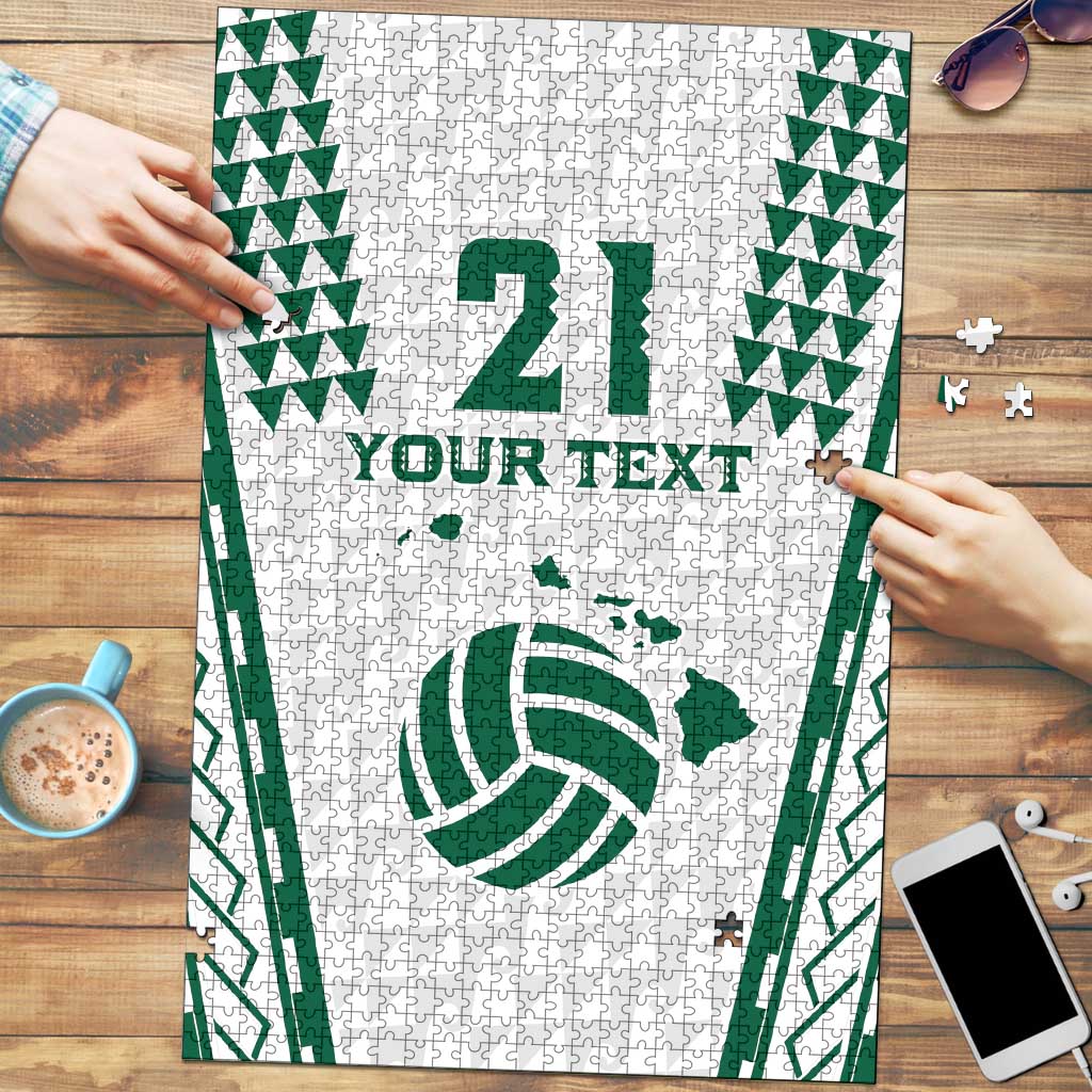 Polynesian Hawaii Volleyball Custom Puzzle White Kakau with Map Motif LT9 White - Polynesian Pride