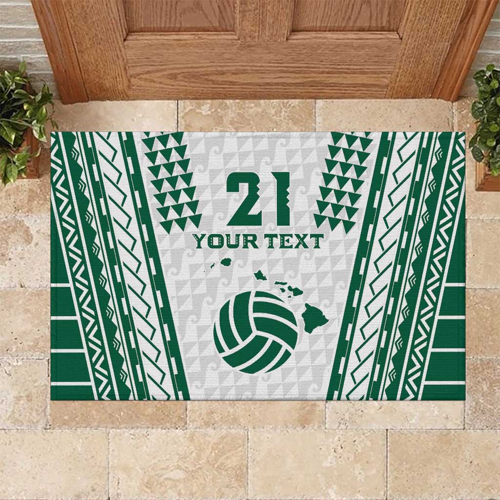 Polynesian Hawaii Volleyball Custom Rubber Doormat White Kakau with Map Motif LT9 White - Polynesian Pride