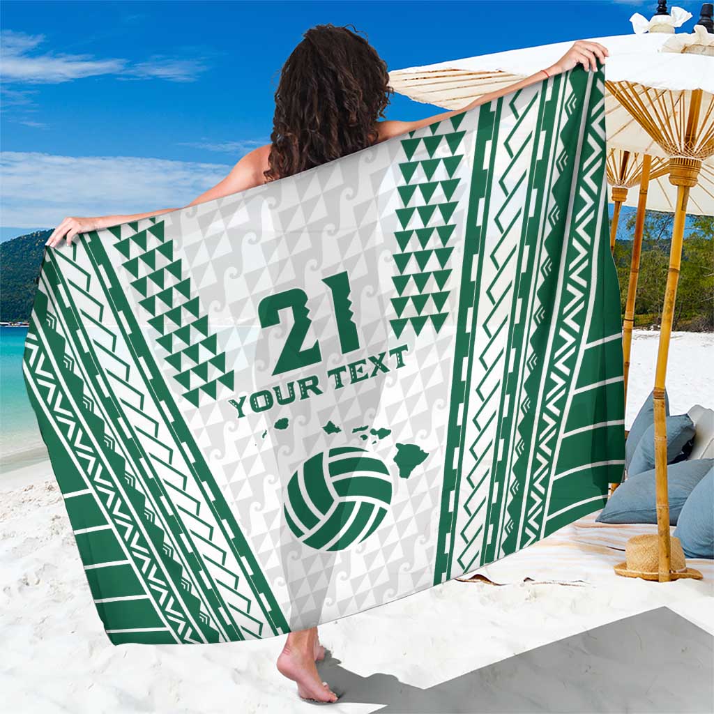 Polynesian Hawaii Volleyball Custom Sarong White Kakau with Map Motif LT9 One Size 44 x 66 inches White - Polynesian Pride