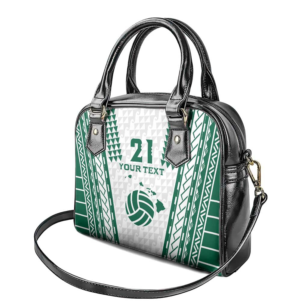 Polynesian Hawaii Volleyball Custom Shoulder Handbag White Kakau with Map Motif