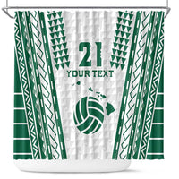 Polynesian Hawaii Volleyball Custom Shower Curtain White Kakau with Map Motif