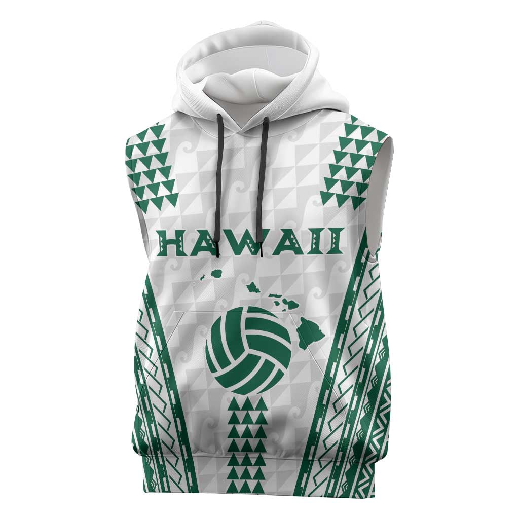 Polynesian Hawaii Volleyball Custom Sleeveless Hoodie White Kakau with Map Motif LT9 White - Polynesian Pride