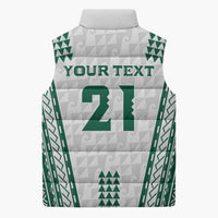 Polynesian Hawaii Volleyball Custom Sleeveless Puffer Jacket White Kakau with Map Motif - Polynesian Pride