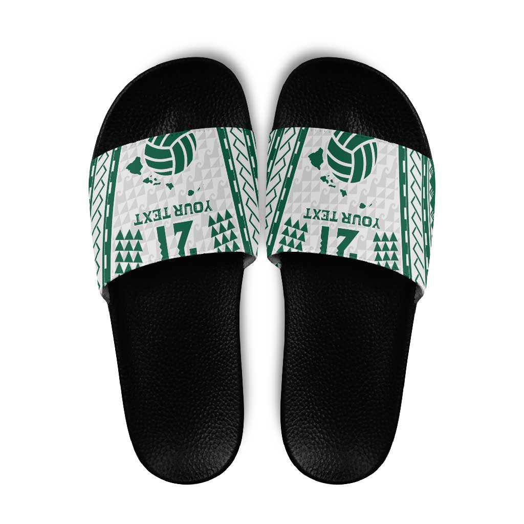 Polynesian Hawaii Volleyball Custom Slide Sandals White Kakau with Map Motif LT9 White - Polynesian Pride
