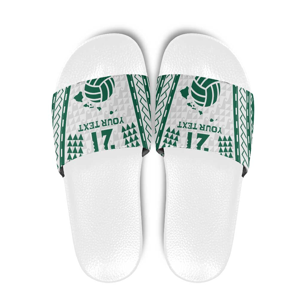 Polynesian Hawaii Volleyball Custom Slide Sandals White Kakau with Map Motif - Polynesian Pride