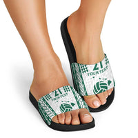 Polynesian Hawaii Volleyball Custom Slide Sandals White Kakau with Map Motif - Polynesian Pride