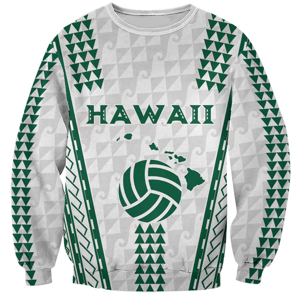 Polynesian Hawaii Volleyball Custom Sweatshirt White Kakau with Map Motif LT9 Unisex White - Polynesian Pride