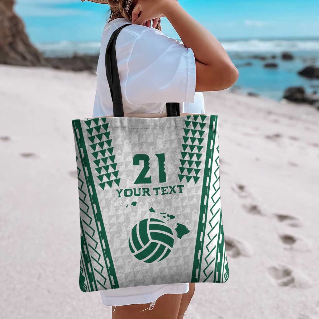 Polynesian Hawaii Volleyball Custom Tote Bag White Kakau with Map Motif - Polynesian Pride