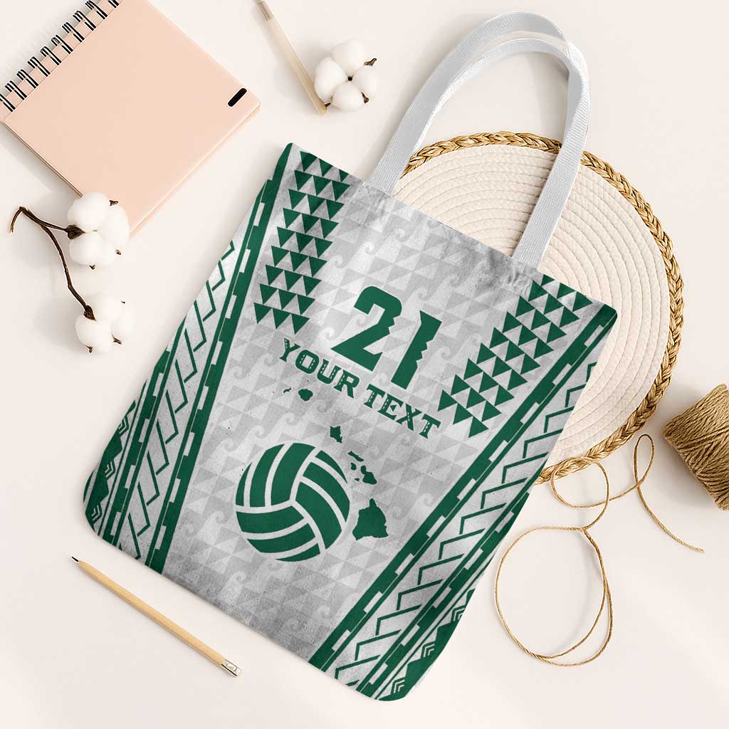 Polynesian Hawaii Volleyball Custom Tote Bag White Kakau with Map Motif - Polynesian Pride