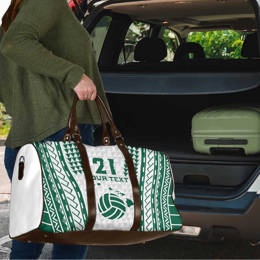 Polynesian Hawaii Volleyball Custom Travel Bag White Kakau with Map Motif - Polynesian Pride