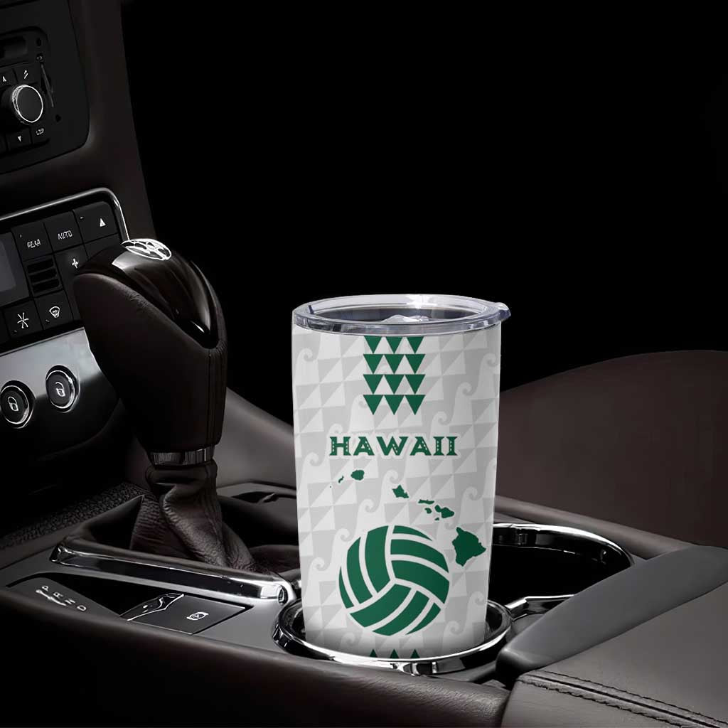 Polynesian Hawaii Volleyball Custom Tumbler Cup White Kakau with Map Motif