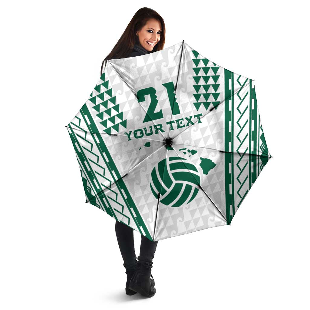 Polynesian Hawaii Volleyball Custom Umbrella White Kakau with Map Motif - Polynesian Pride