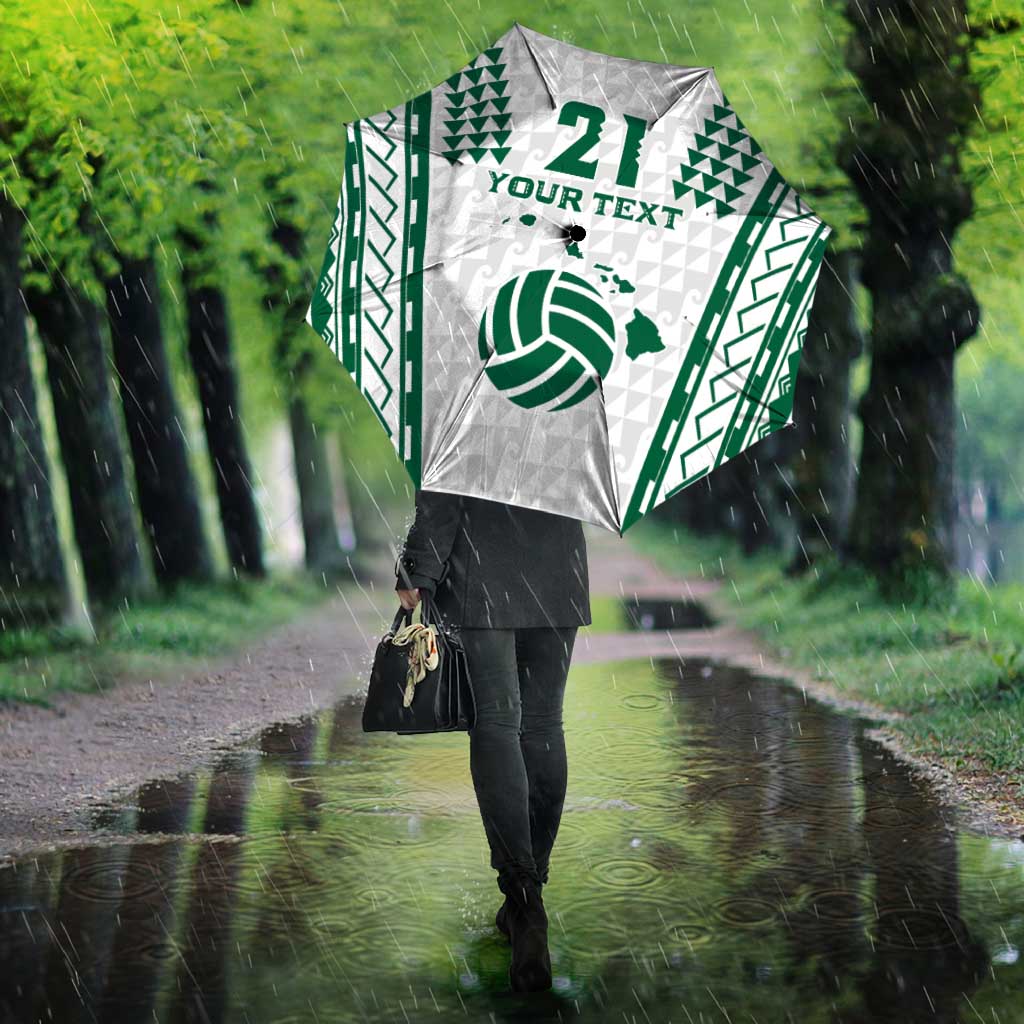 Polynesian Hawaii Volleyball Custom Umbrella White Kakau with Map Motif - Polynesian Pride