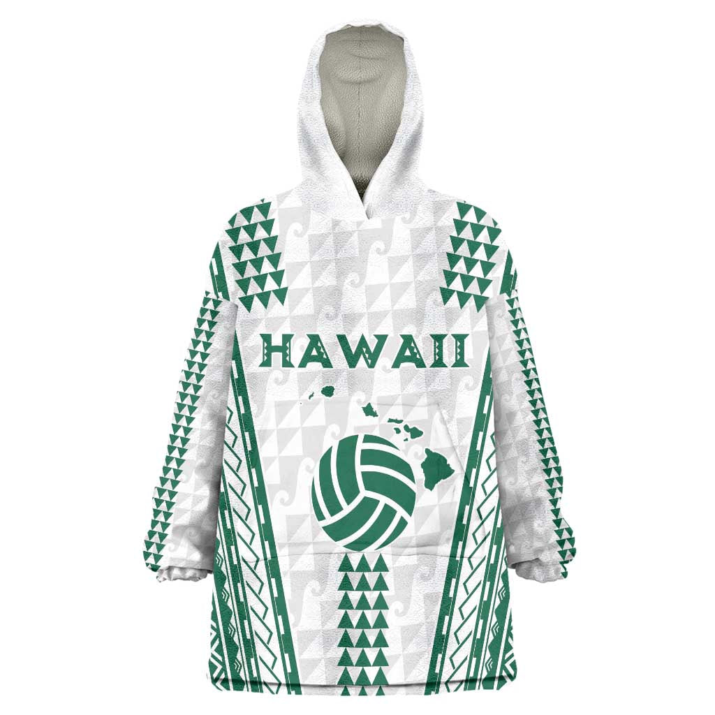 Polynesian Hawaii Volleyball Custom Wearable Blanket Hoodie White Kakau with Map Motif LT9 One Size White - Polynesian Pride