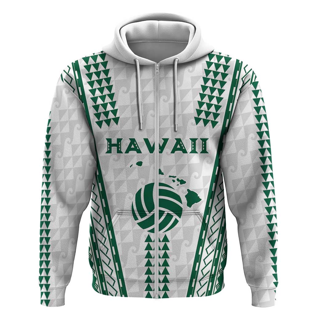 Polynesian Hawaii Volleyball Custom Zip Hoodie White Kakau with Map Motif LT9 Zip Hoodie White - Polynesian Pride