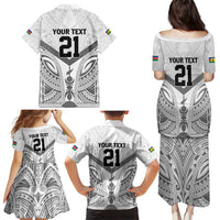 New Caledonia Football Custom Family Matching Puletasi and Hawaiian Shirt Go Champions Les Cagous