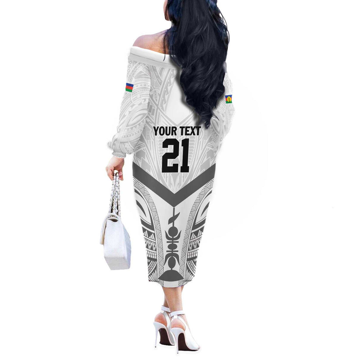 New Caledonia Football Custom Off The Shoulder Long Sleeve Dress Go Champions Les Cagous