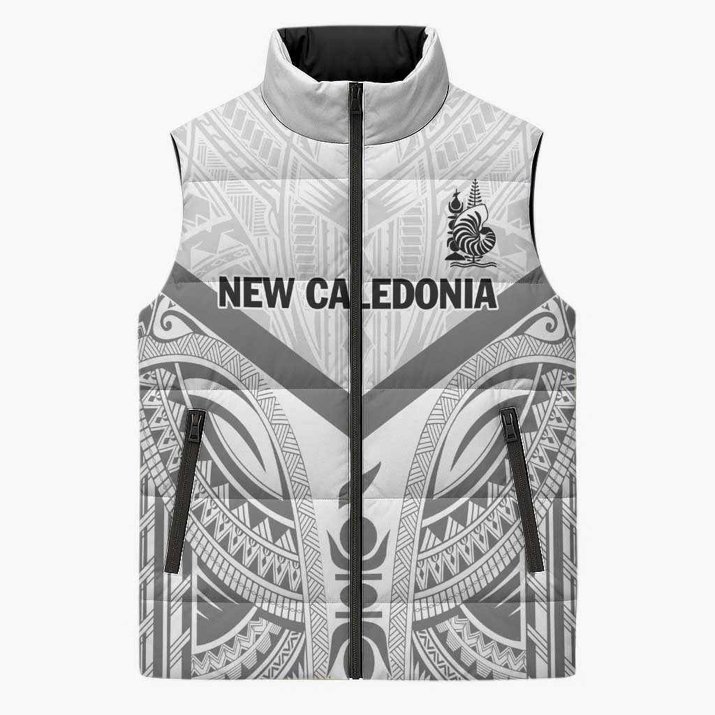 New Caledonia Football Custom Sleeveless Puffer Jacket Go Champions Les Cagous LT9 Unisex White - Polynesian Pride