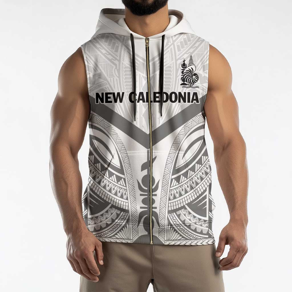 New Caledonia Football Custom Sleeveless Zip Hoodie Go Champions Les Cagous - Polynesian Pride