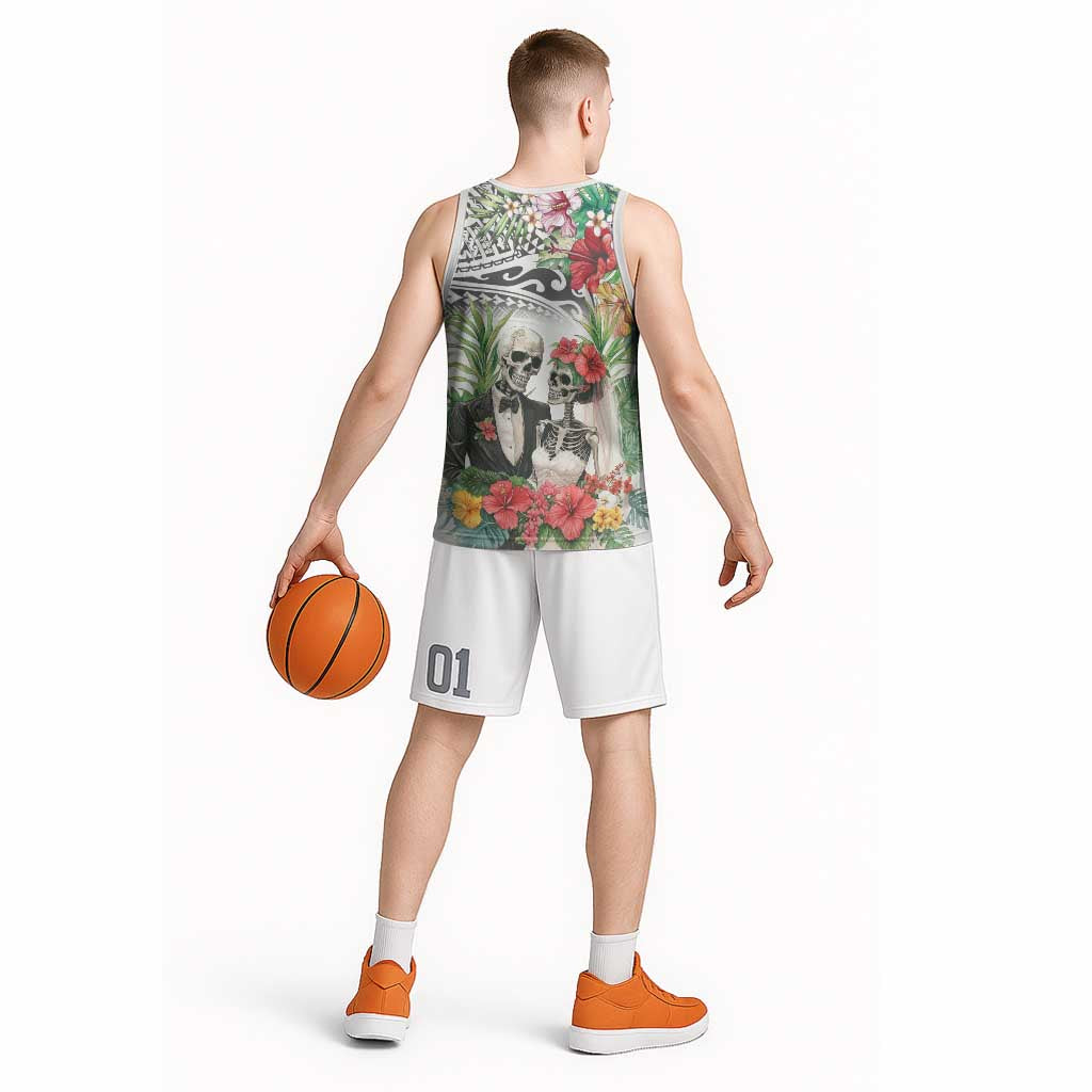 Skeleton Love for Valentine’s Day Basketball Jersey Polynesian Tribal Love Forever - Polynesian Pride