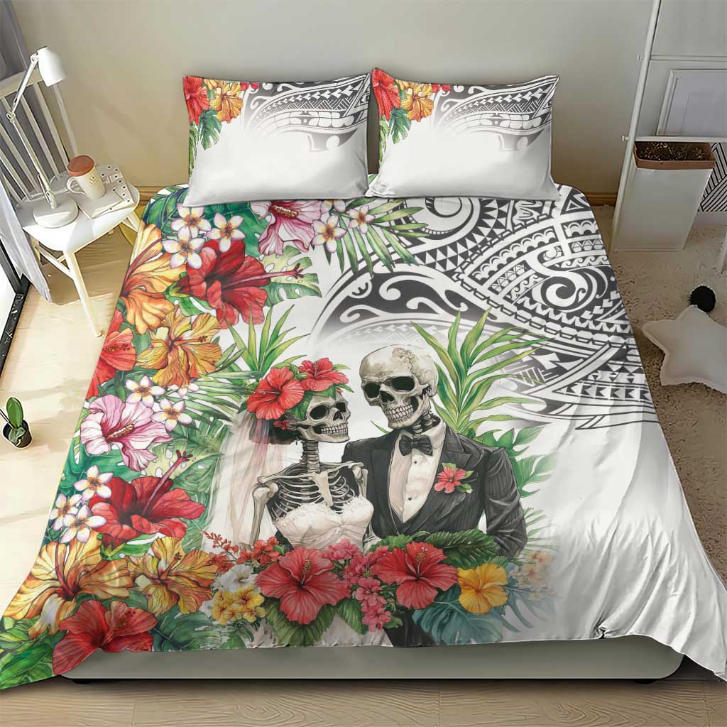 Skeleton Love for Valentine’s Day Bedding Set Polynesian Tribal Love Forever
