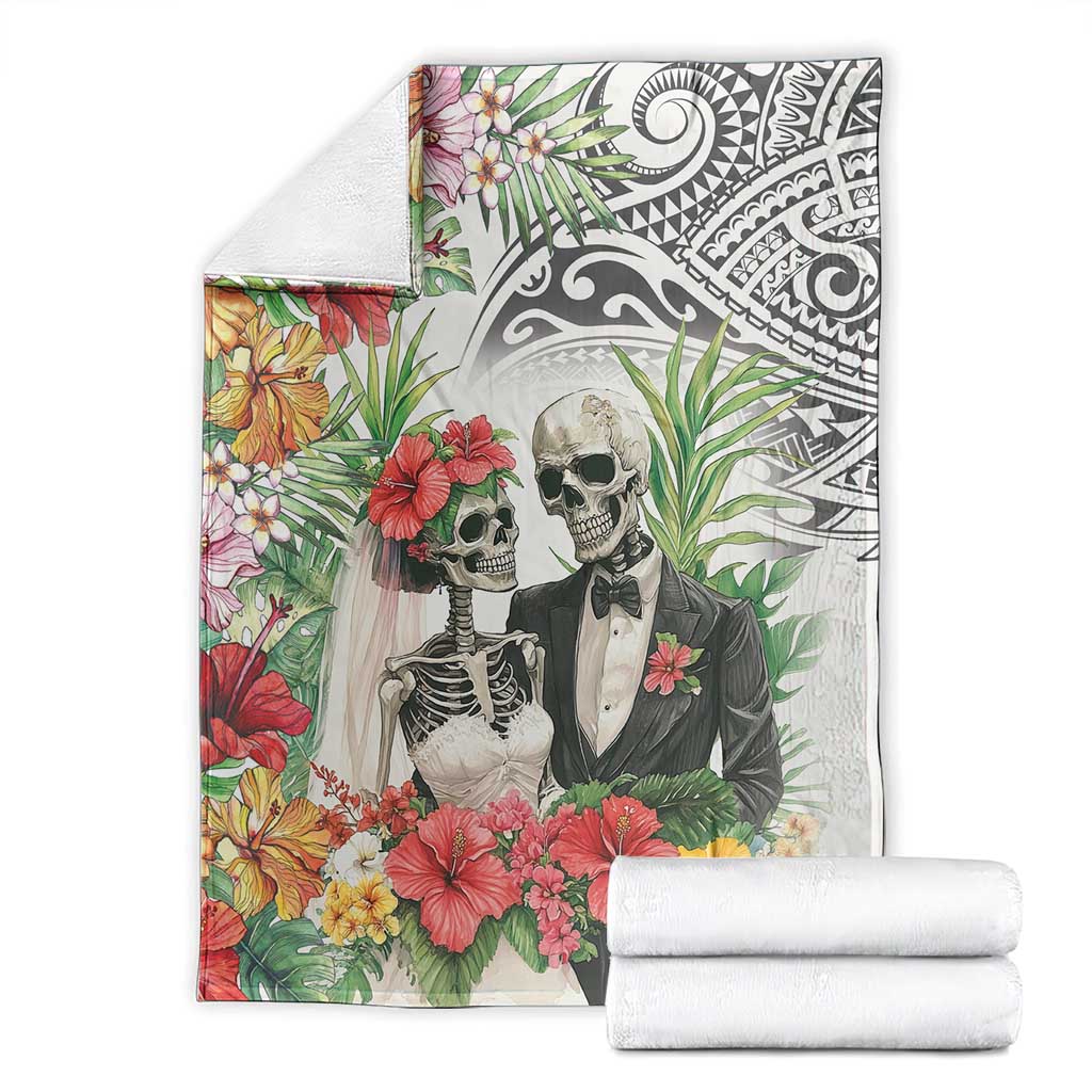 Skeleton Love for Valentine’s Day Blanket Polynesian Tribal Love Forever