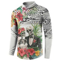 Skeleton Love for Valentine’s Day Button Sweatshirt Polynesian Tribal Love Forever