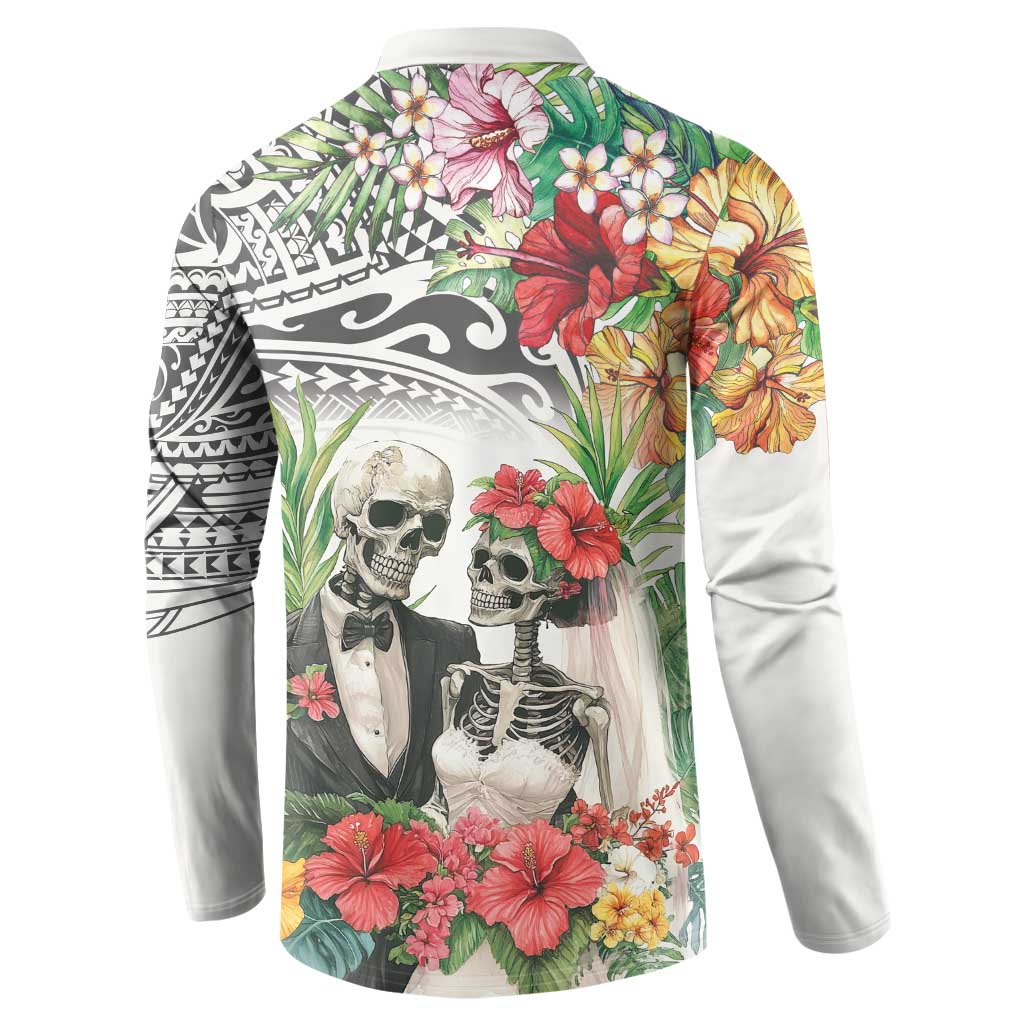 Skeleton Love for Valentine’s Day Button Sweatshirt Polynesian Tribal Love Forever