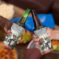 Skeleton Love for Valentine’s Day 4 in 1 Can Cooler Tumbler Polynesian Tribal Love Forever