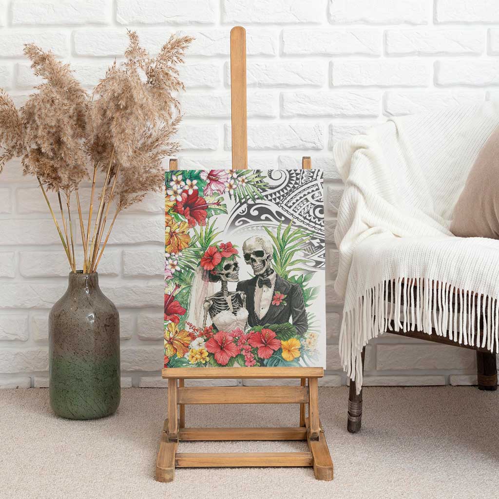 Skeleton Love for Valentine’s Day Canvas Wall Art Polynesian Tribal Love Forever