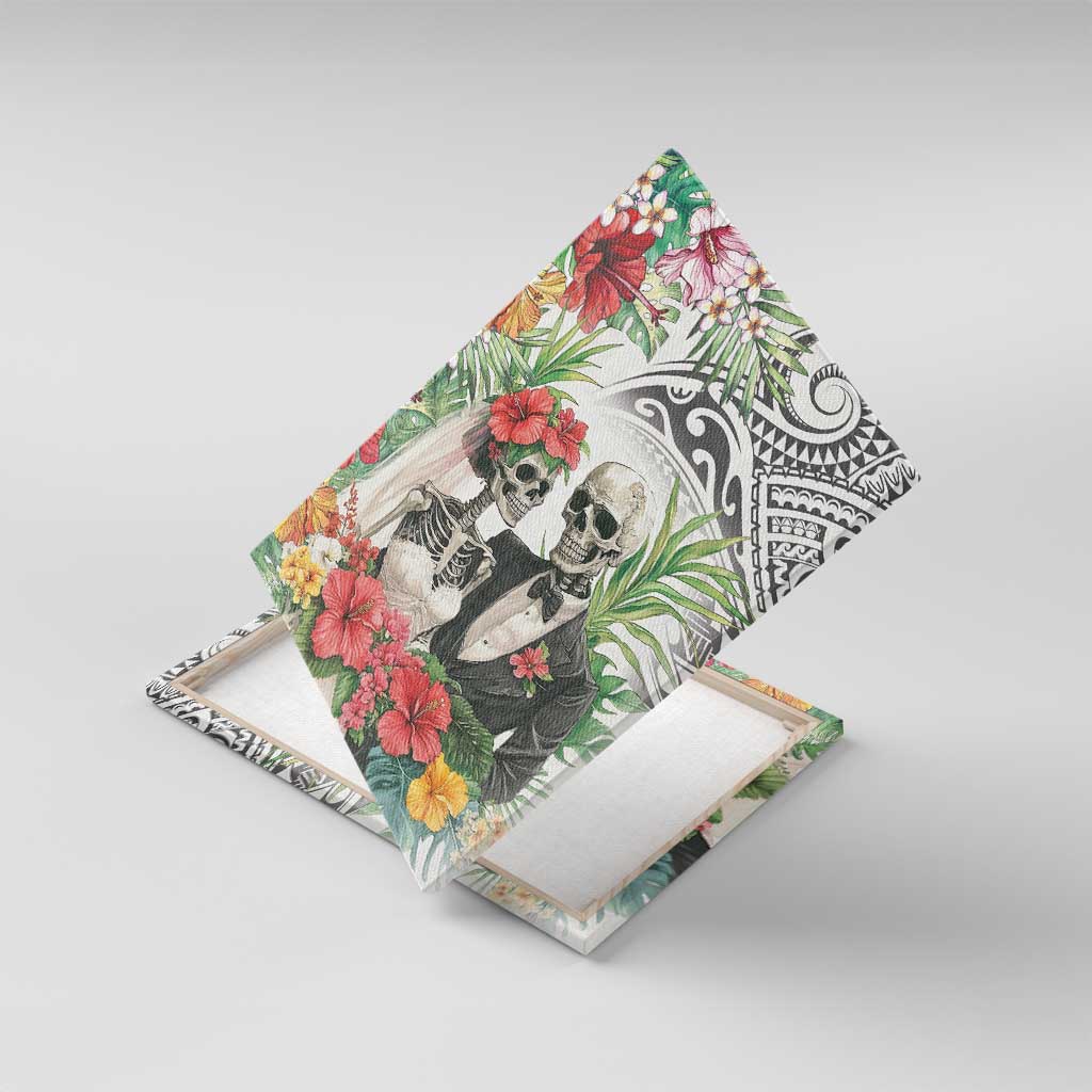 Skeleton Love for Valentine’s Day Canvas Wall Art Polynesian Tribal Love Forever