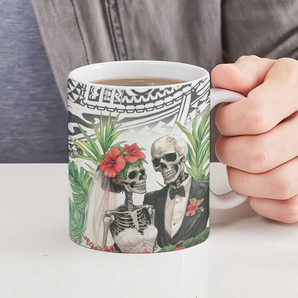 Skeleton Love for Valentine’s Day Ceramic Mug Polynesian Tribal Love Forever - Polynesian Pride