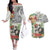 Skeleton Love for Valentine’s Day Couples Matching Off The Shoulder Long Sleeve Dress and Hawaiian Shirt Polynesian Tribal Love Forever