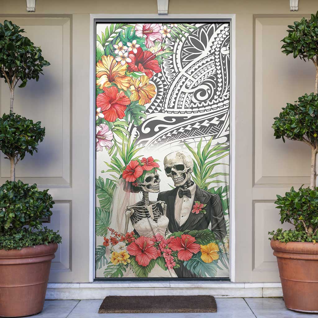 Skeleton Love for Valentines Day Door Cover Polynesian Tribal Love Forever LT9 White - Polynesian Pride