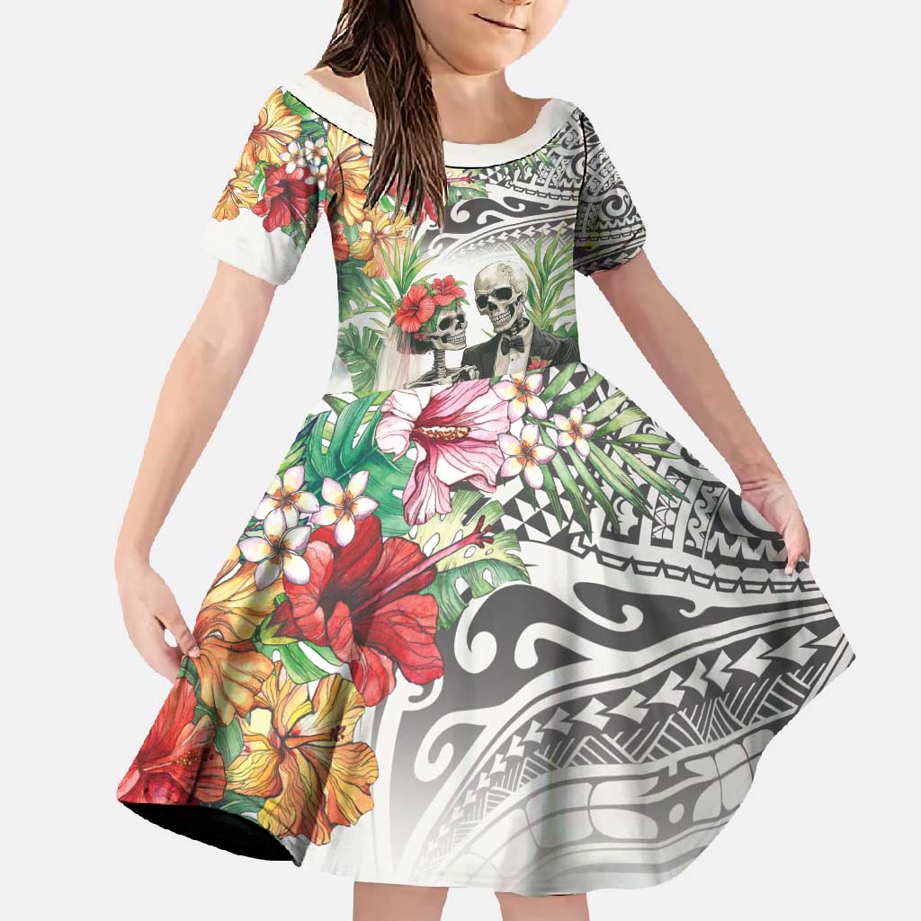Skeleton Love for Valentine’s Day Family Matching Mermaid Dress and Hawaiian Shirt Polynesian Tribal Love Forever