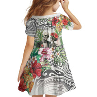 Skeleton Love for Valentine’s Day Family Matching Off The Shoulder Long Sleeve Dress and Hawaiian Shirt Polynesian Tribal Love Forever