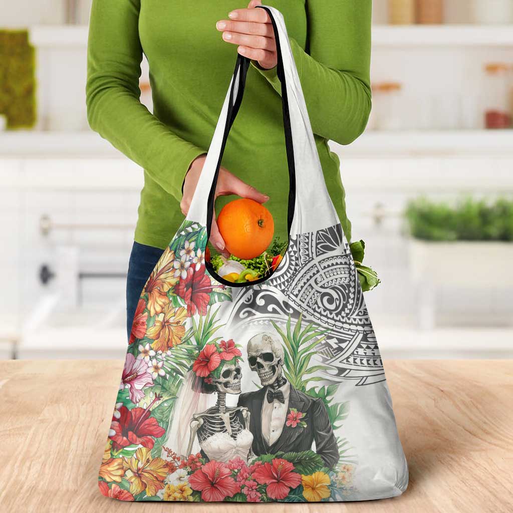 Skeleton Love for Valentine’s Day Grocery Bag Polynesian Tribal Love Forever
