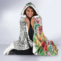 Skeleton Love for Valentine’s Day Hooded Blanket Polynesian Tribal Love Forever