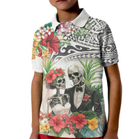 Skeleton Love for Valentine’s Day Kid Polo Shirt Polynesian Tribal Love Forever