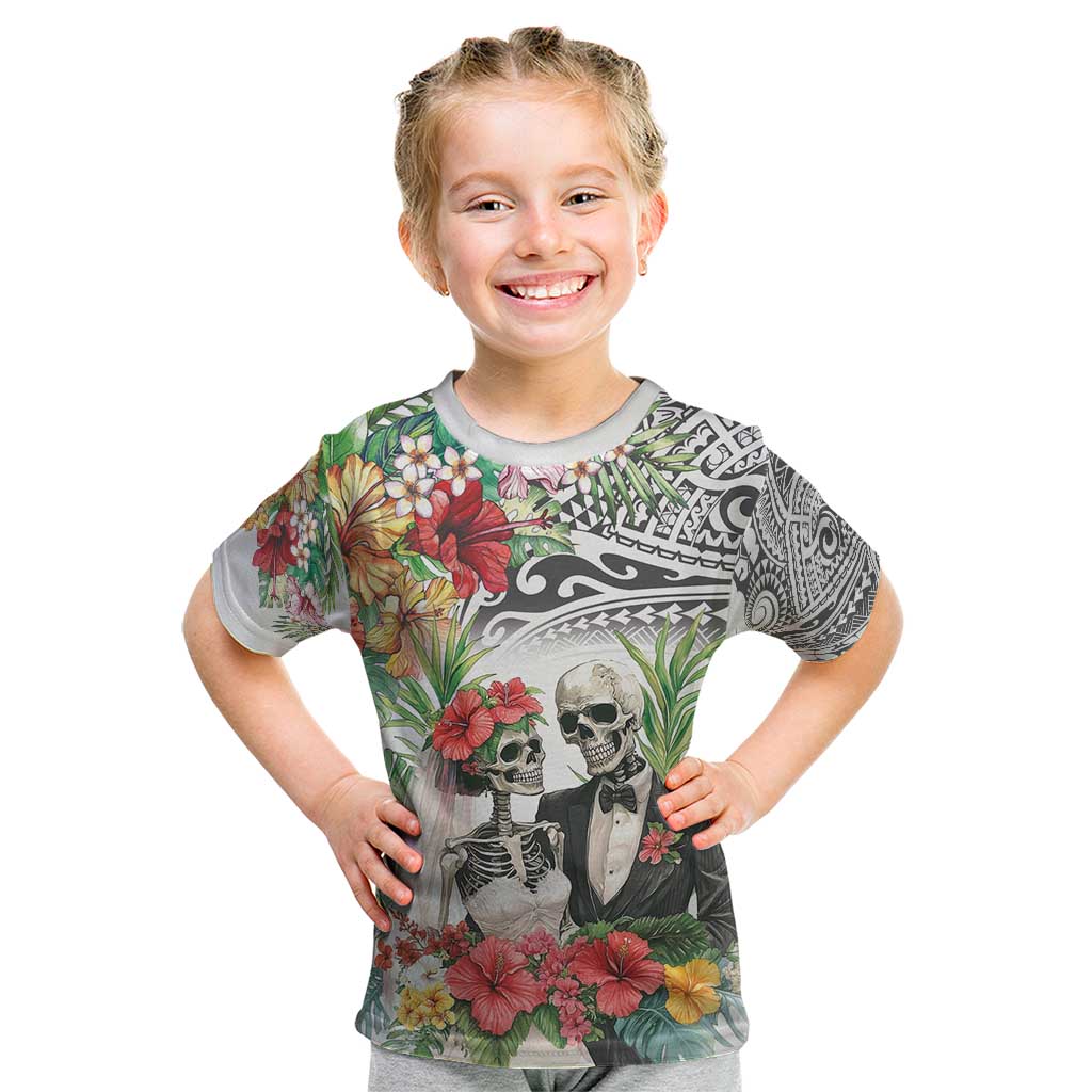 Skeleton Love for Valentines Day Kid T Shirt Polynesian Tribal Love Forever LT9 White - Polynesian Pride