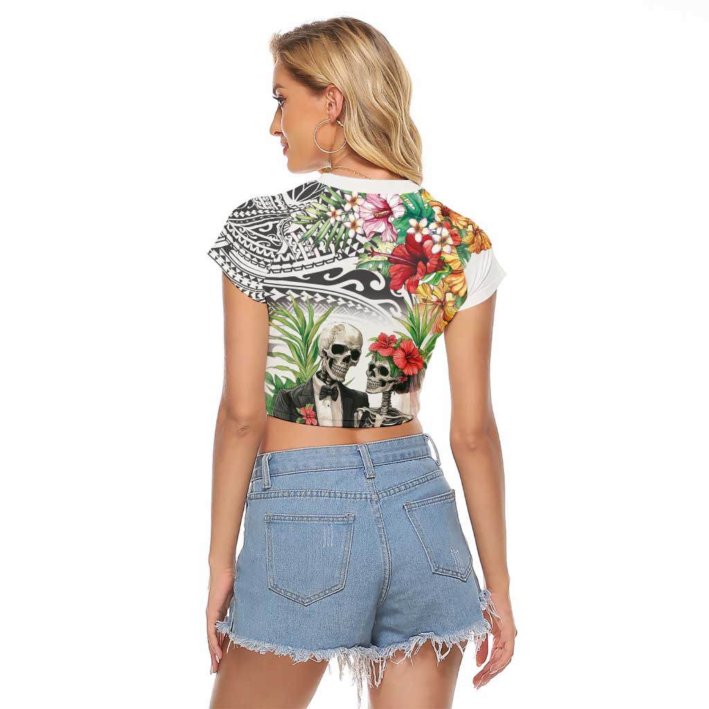 Skeleton Love for Valentine’s Day Raglan Cropped T Shirt Polynesian Tribal Love Forever