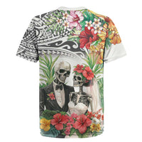 Skeleton Love for Valentine’s Day Rugby Jersey Polynesian Tribal Love Forever