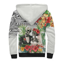 Skeleton Love for Valentine’s Day Sherpa Hoodie Polynesian Tribal Love Forever