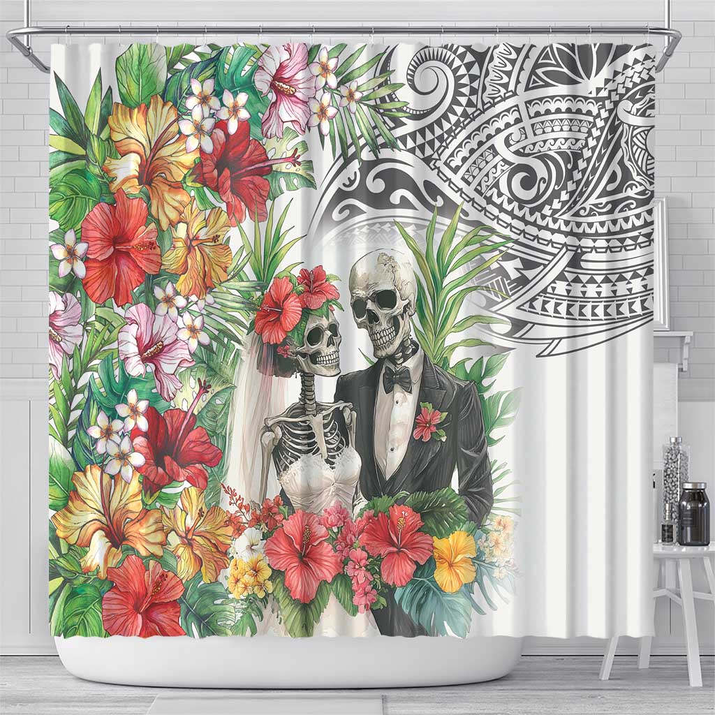 Skeleton Love for Valentines Day Shower Curtain Polynesian Tribal Love Forever LT9 - Polynesian Pride